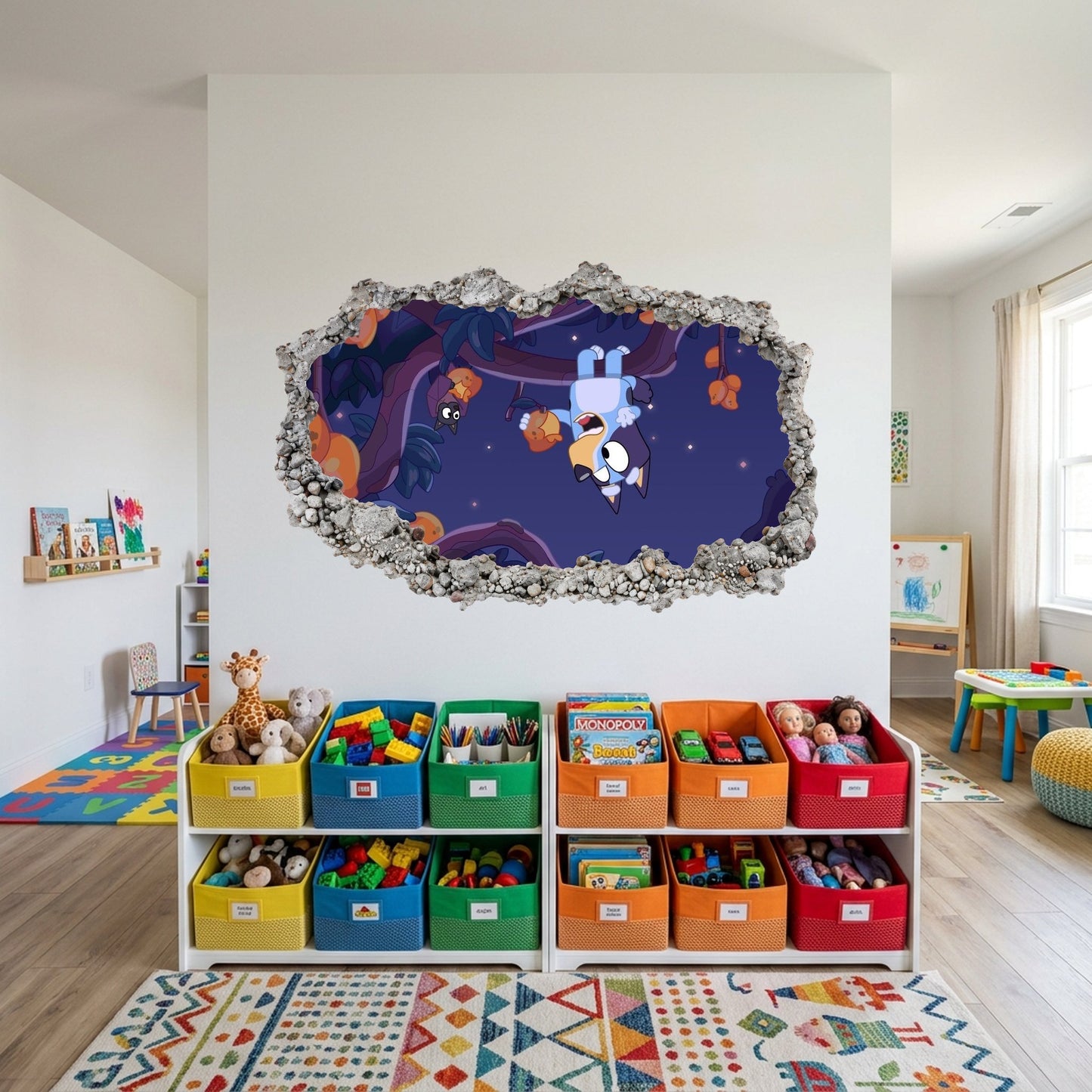 Bluey Family Kids TV Show Wall Art Sticker Smashed Brick Decal 215