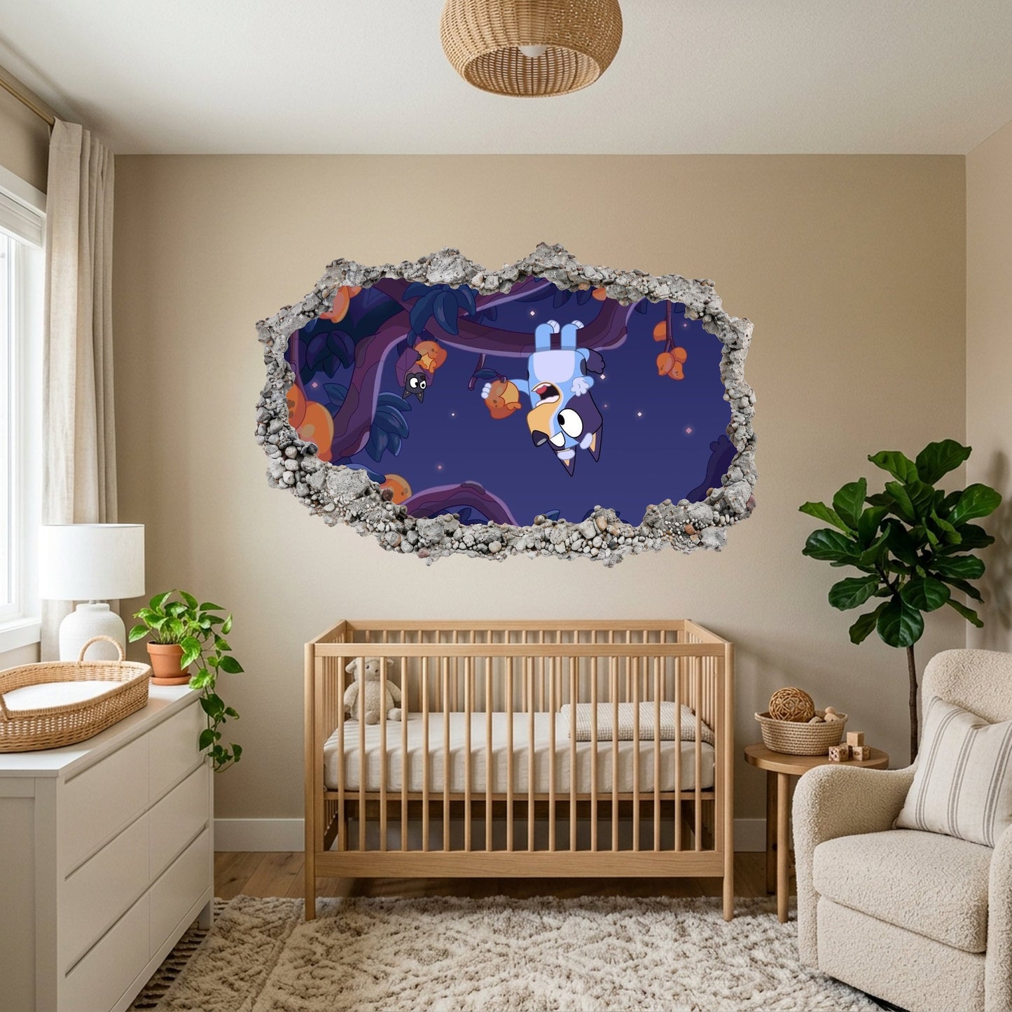 Bluey Family Kids TV Show Wall Art Sticker Smashed Brick Decal 215