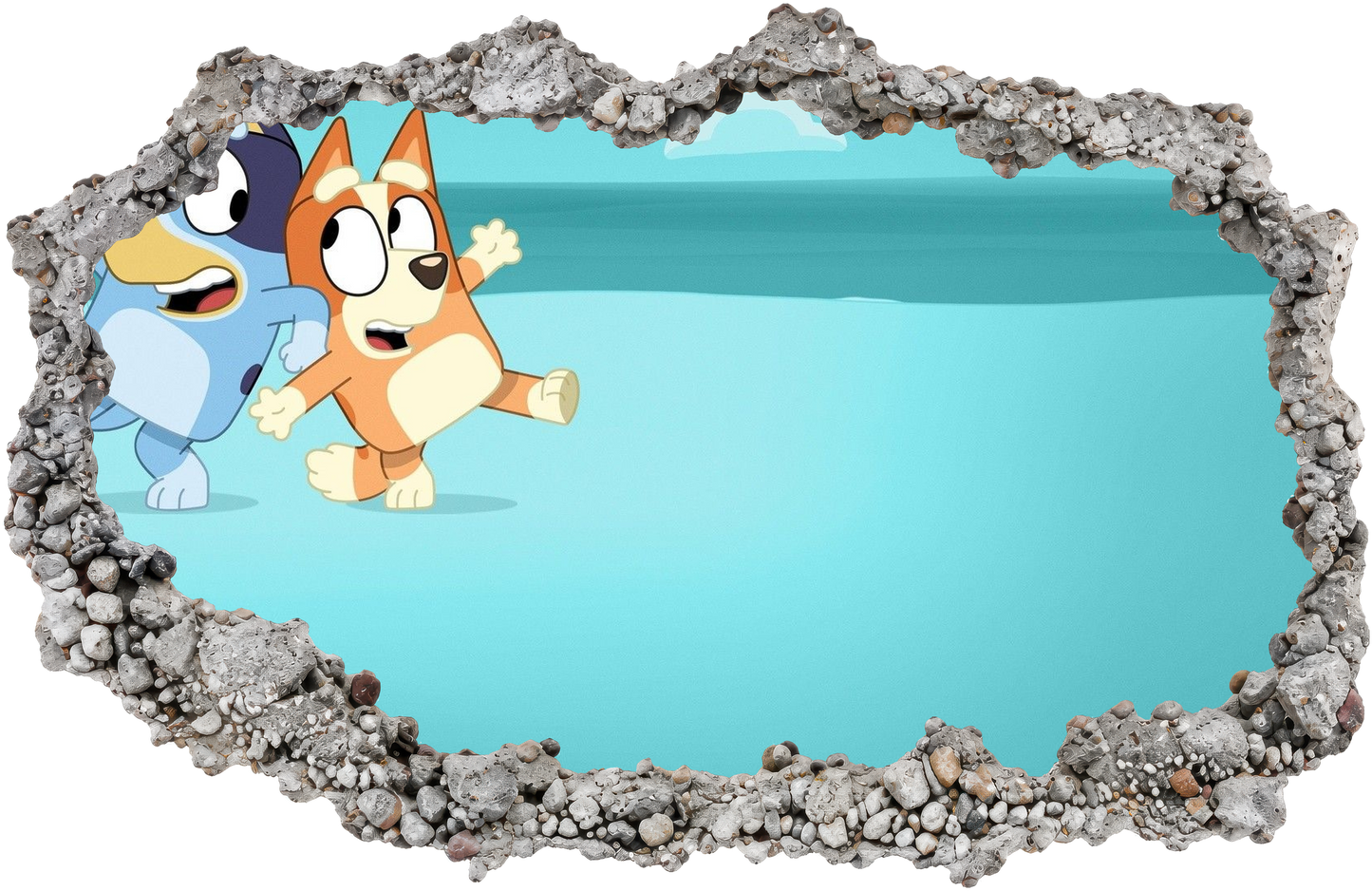 Bluey and Bingo Kids Show 3D Effect Sticker 3D Smashed Wall Decal 197