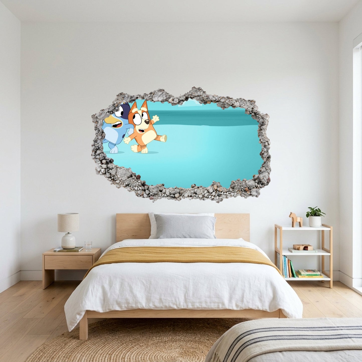 Bluey and Bingo Kids Show 3D Effect Sticker 3D Smashed Wall Decal 197