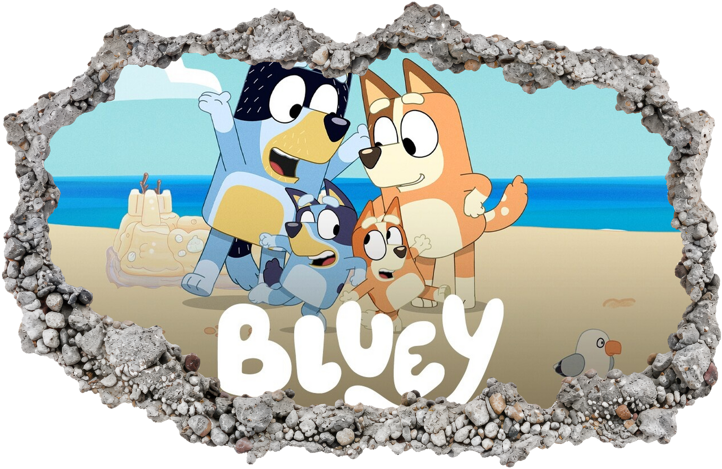 Bluey and Bingo Kids Show 3D Effect Sticker 3D Wall Hole Decal 198