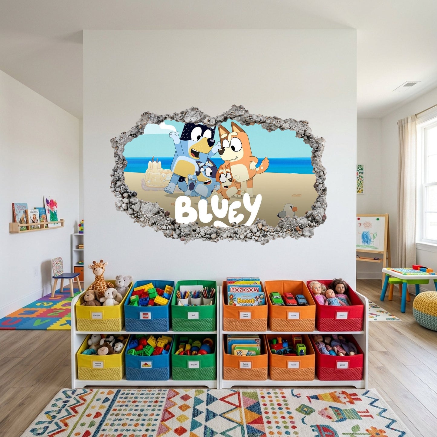 Bluey and Bingo Kids Show 3D Effect Sticker 3D Wall Hole Decal 198