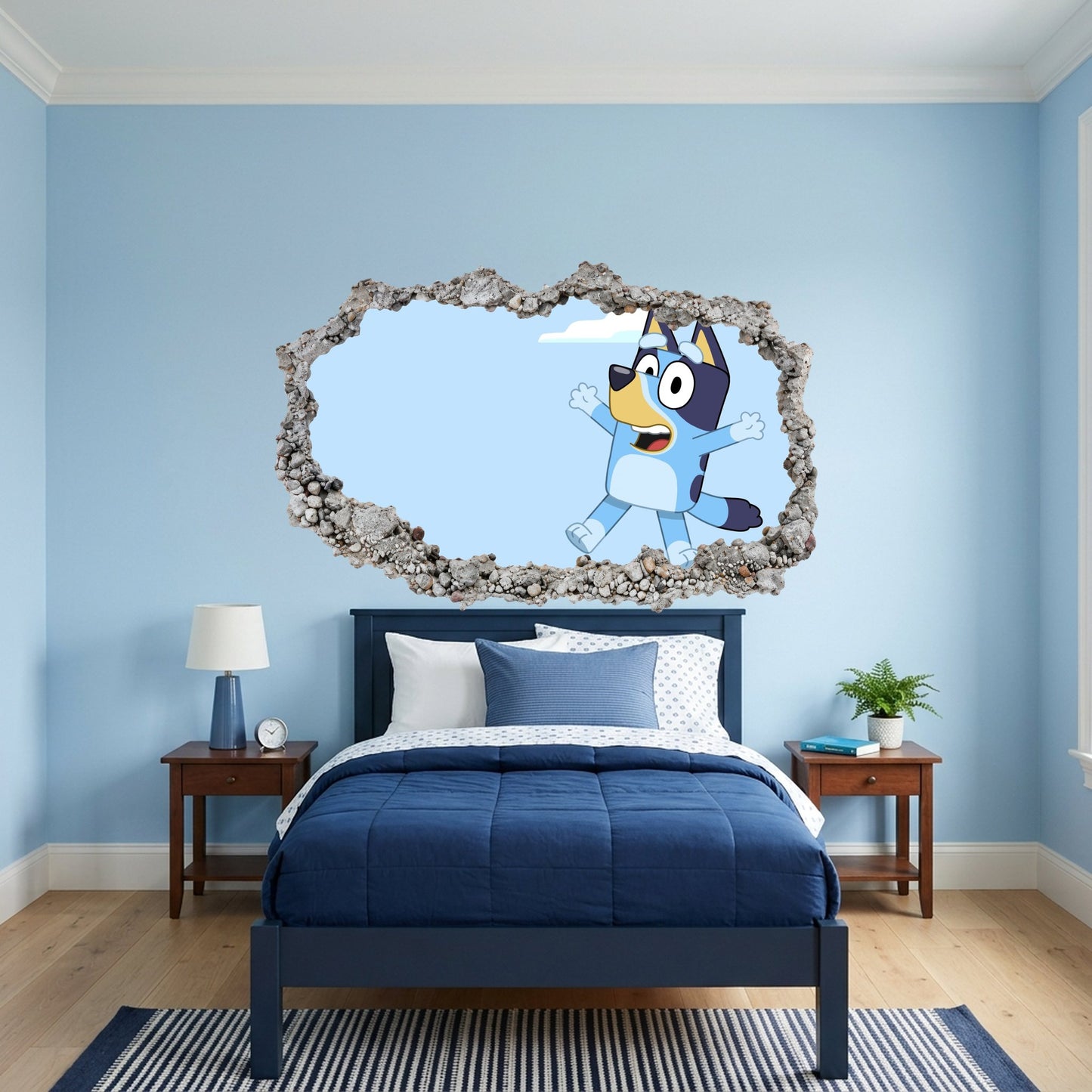 Bluey and Bingo Kids Show 3D Smashed Wall Decal 3D Wall Hole Decal 203