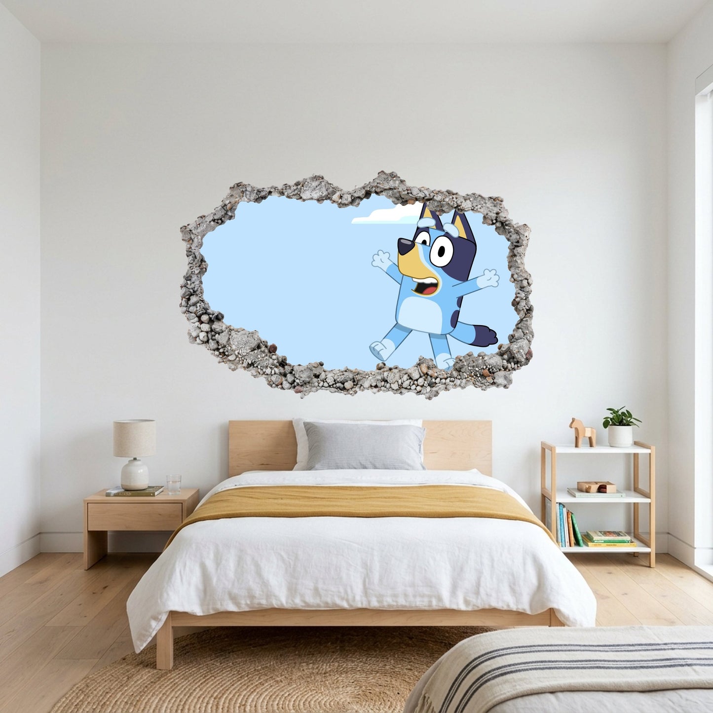 Bluey and Bingo Kids Show 3D Smashed Wall Decal 3D Wall Hole Decal 203