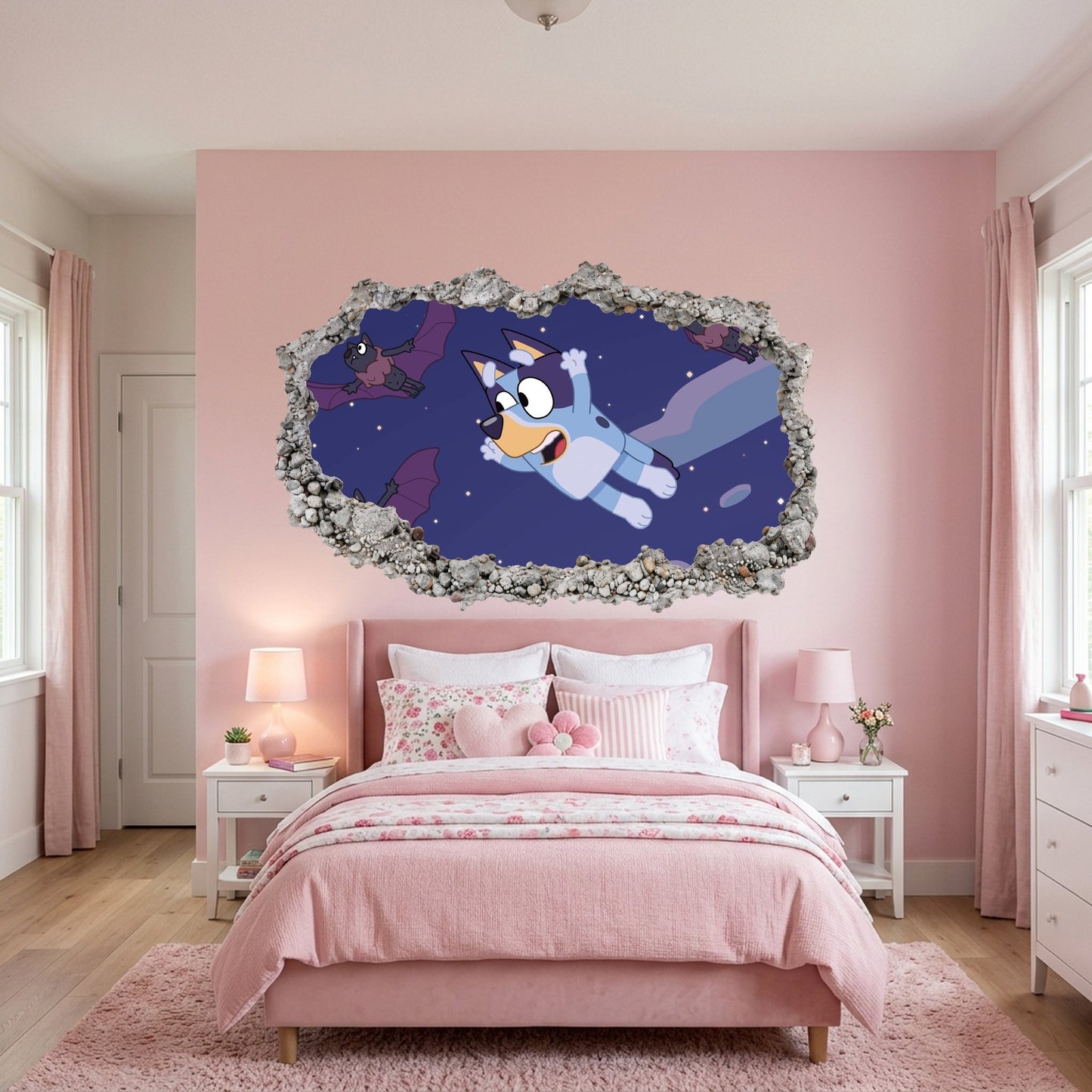 Bluey and Bingo Kids Show Bedroom Decor Vinyl Mural 210