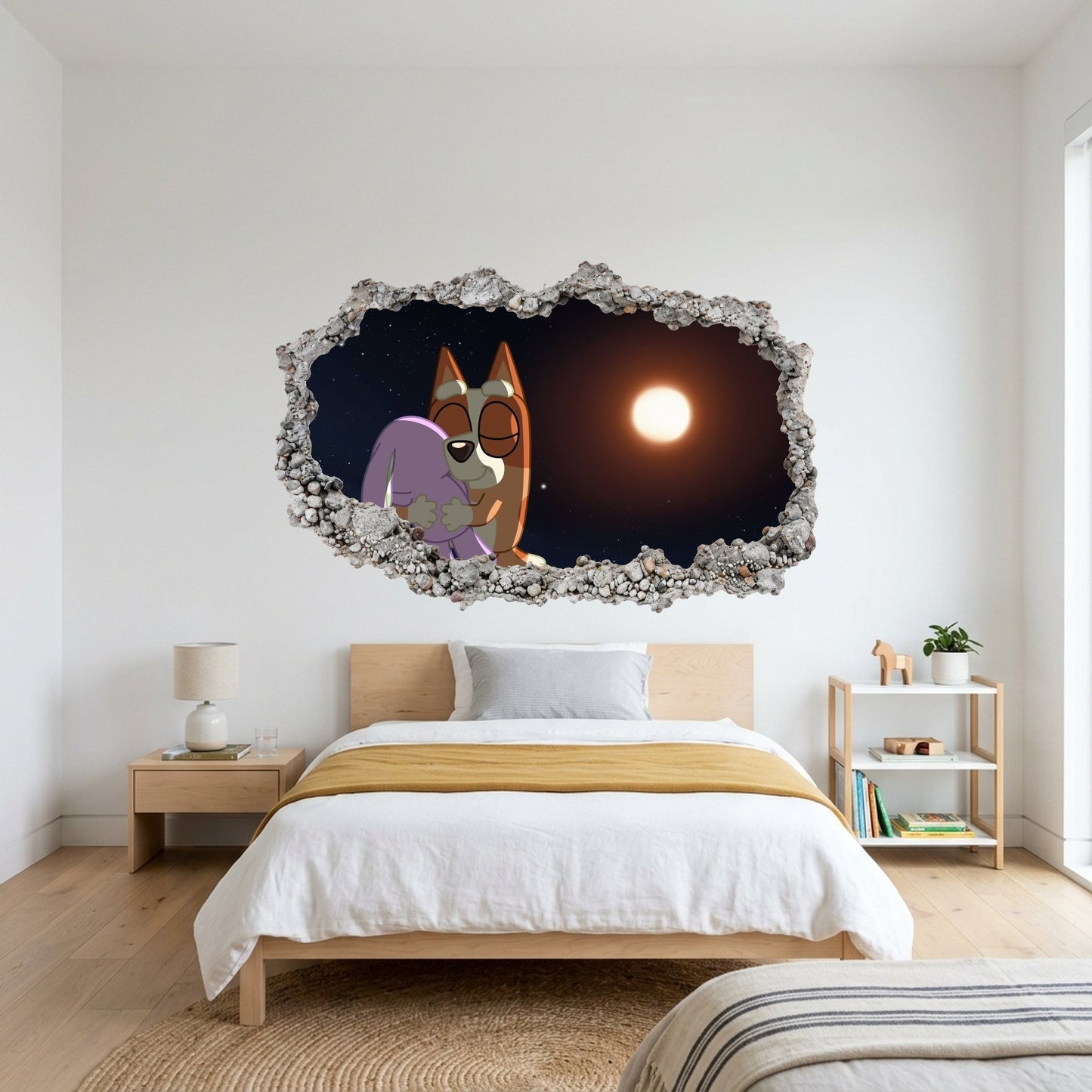 Bluey and Bingo Kids Show Playroom Art Decal 3D Smashed Wall Decal 218