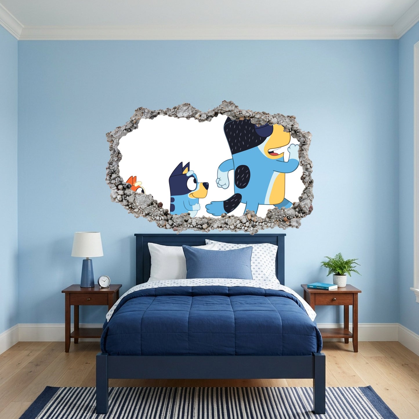 Bluey and Bingo Kids Show Smashed Brick Decal 3D Effect Sticker 206