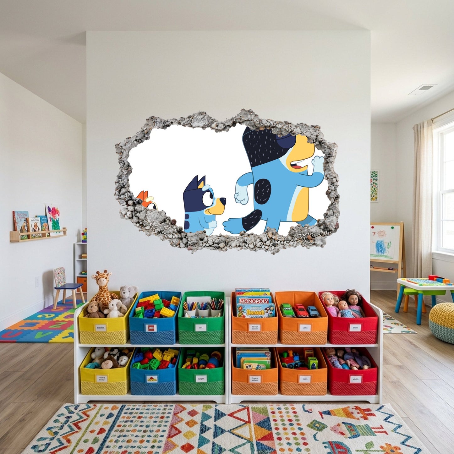 Bluey and Bingo Kids Show Smashed Brick Decal 3D Effect Sticker 206