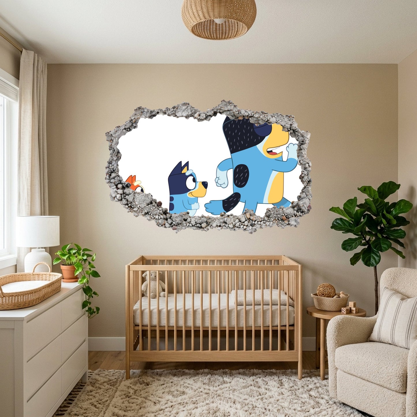 Bluey and Bingo Kids Show Smashed Brick Decal 3D Effect Sticker 206