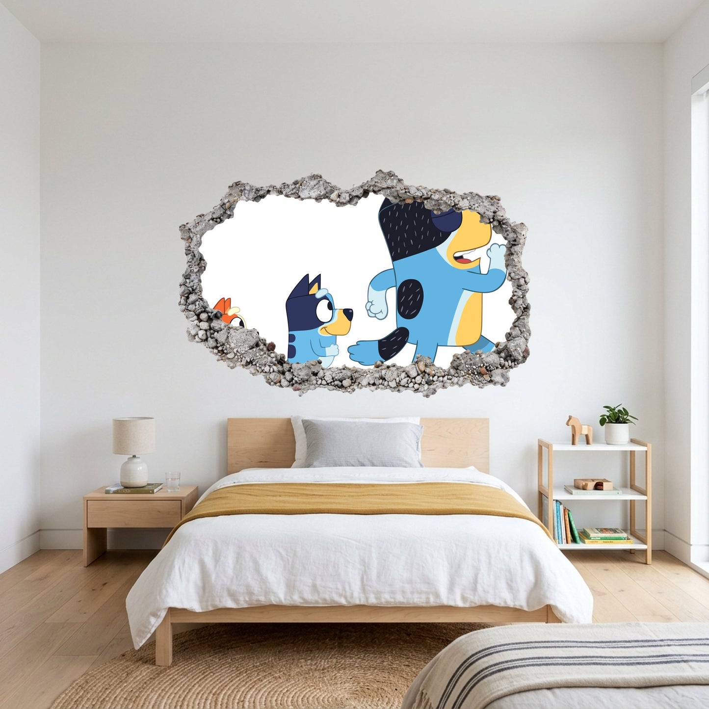 Bluey and Bingo Kids Show Smashed Brick Decal 3D Effect Sticker 206
