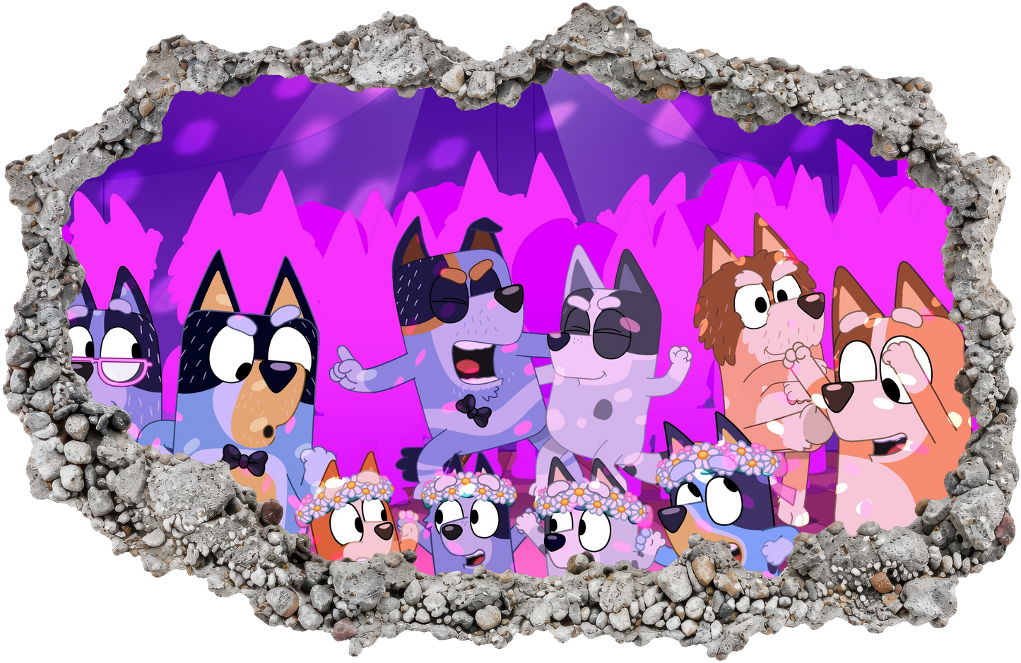 Bluey and Bingo Kids Show Smashed Brick Decal Bedroom Decor 217