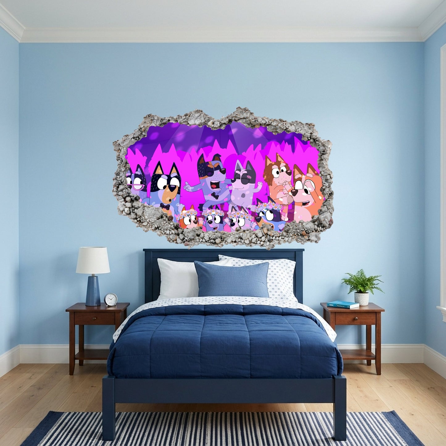 Bluey and Bingo Kids Show Smashed Brick Decal Bedroom Decor 217