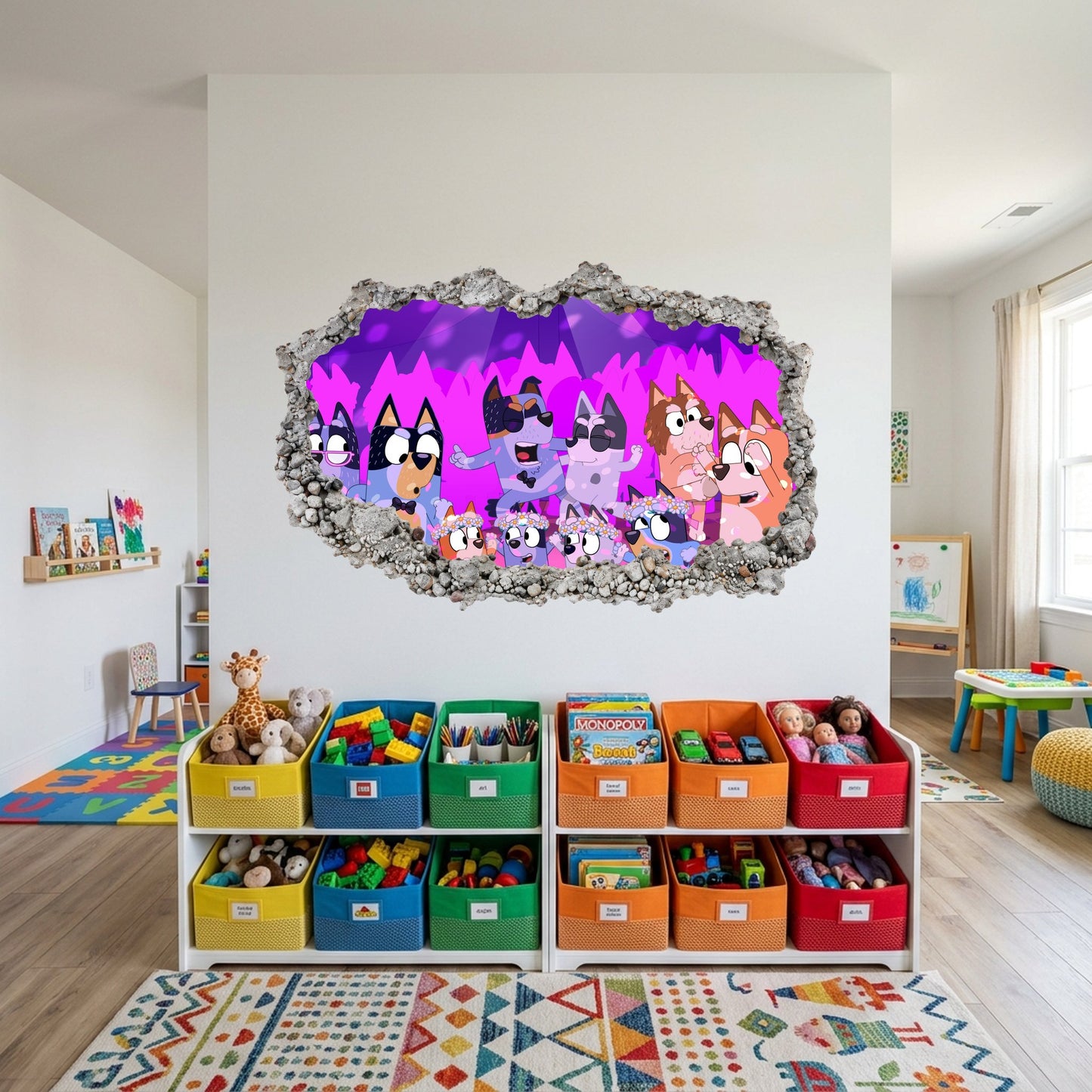 Bluey and Bingo Kids Show Smashed Brick Decal Bedroom Decor 217