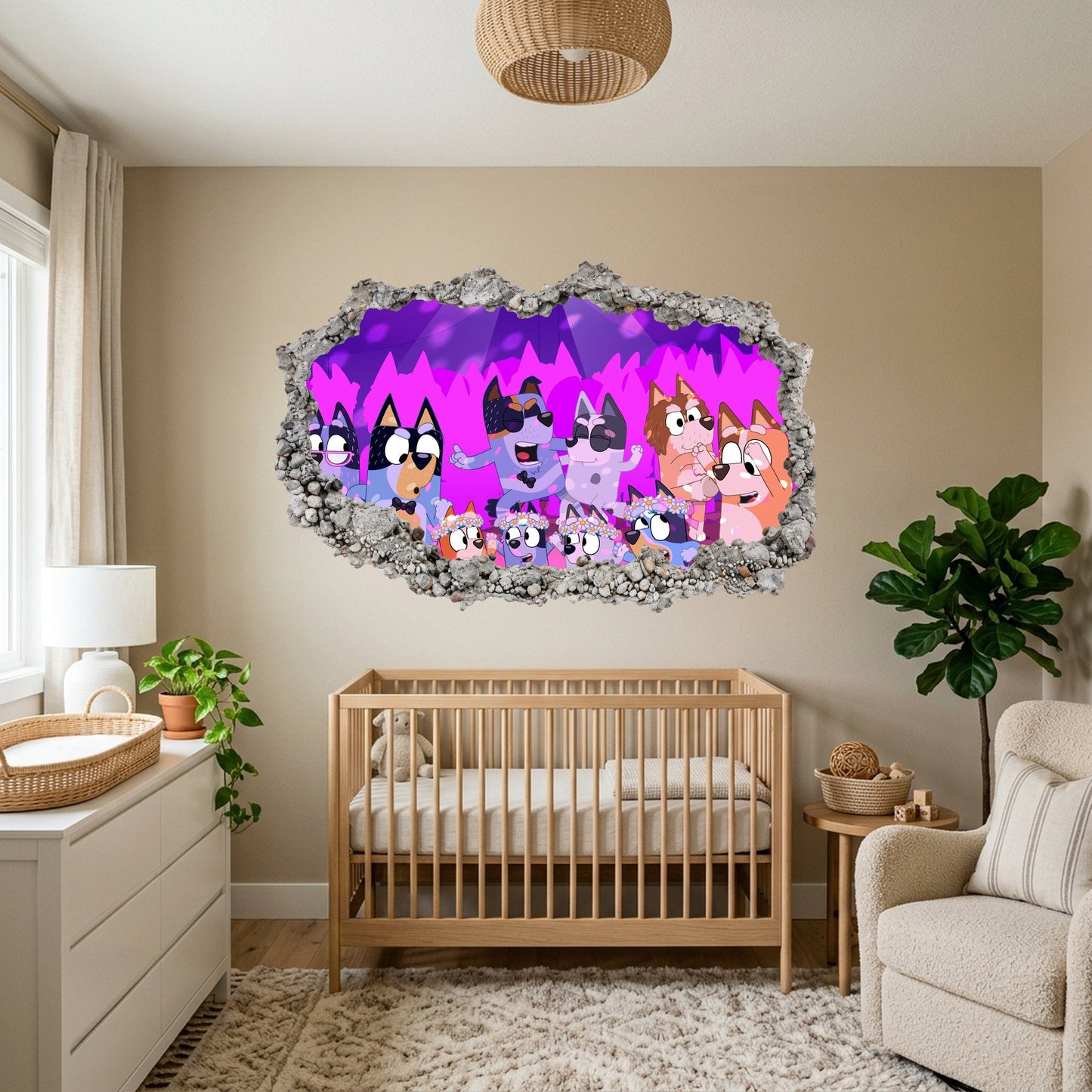 Bluey and Bingo Kids Show Smashed Brick Decal Bedroom Decor 217