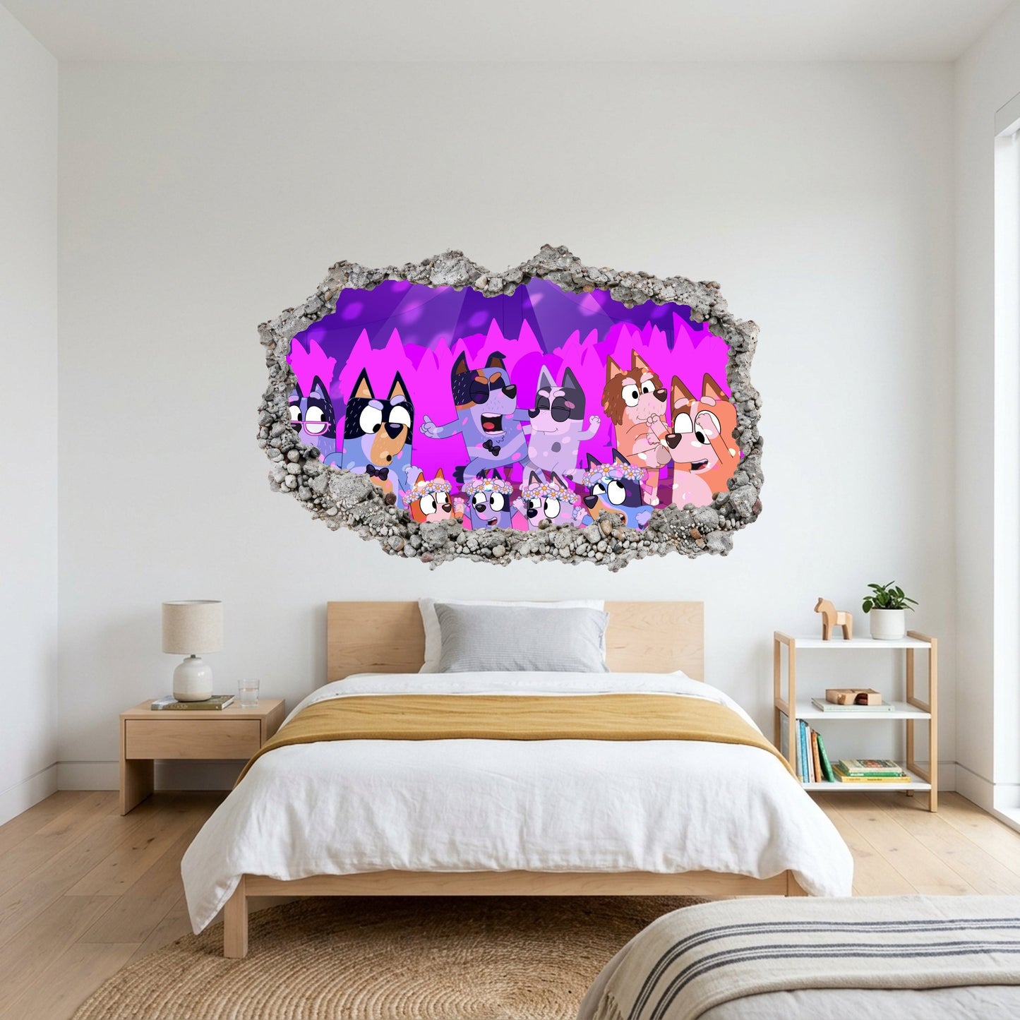 Bluey and Bingo Kids Show Smashed Brick Decal Bedroom Decor 217