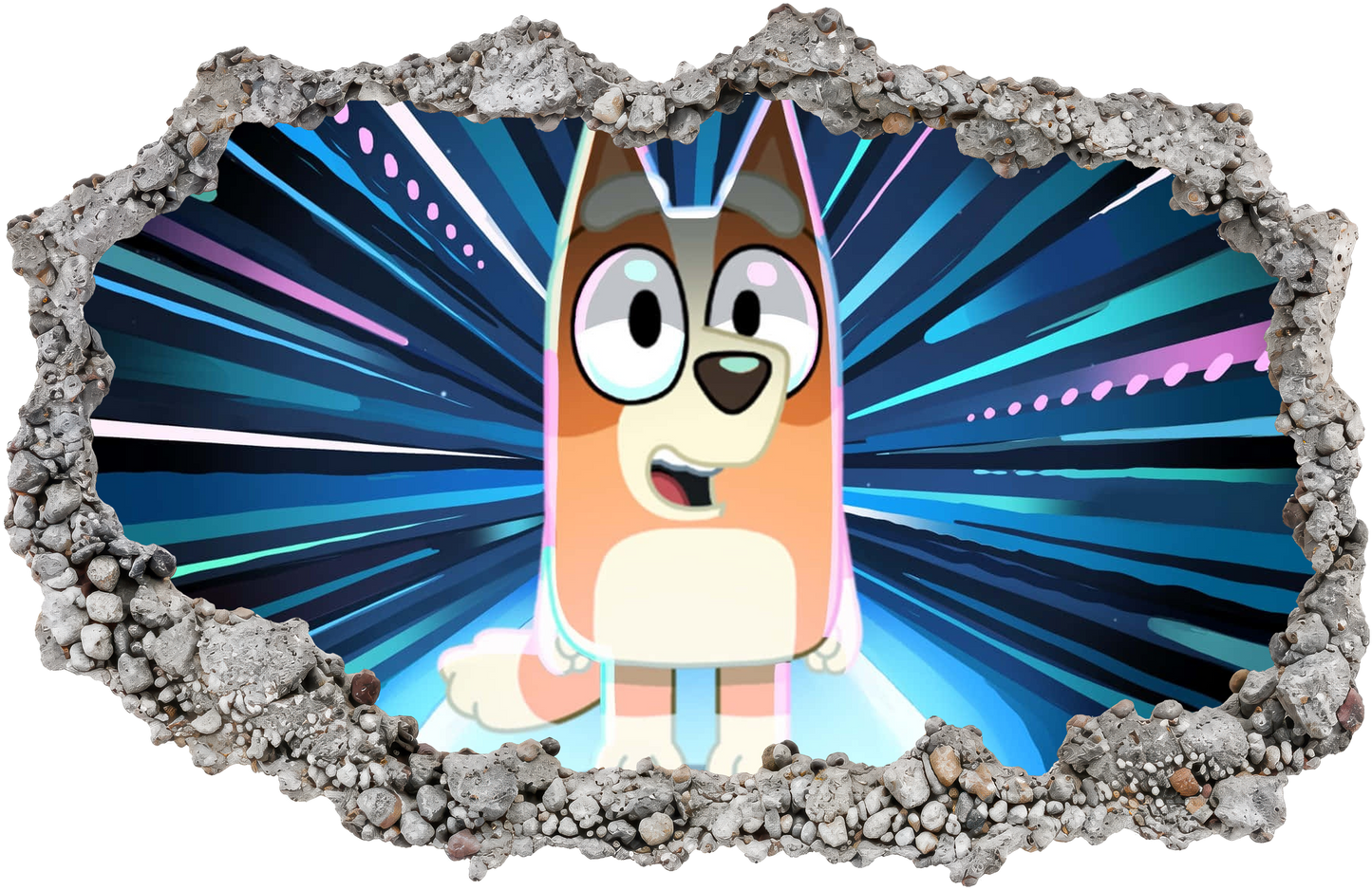Bluey and Bingo Kids Show Smashed Brick Decal Playroom Art Decal 213