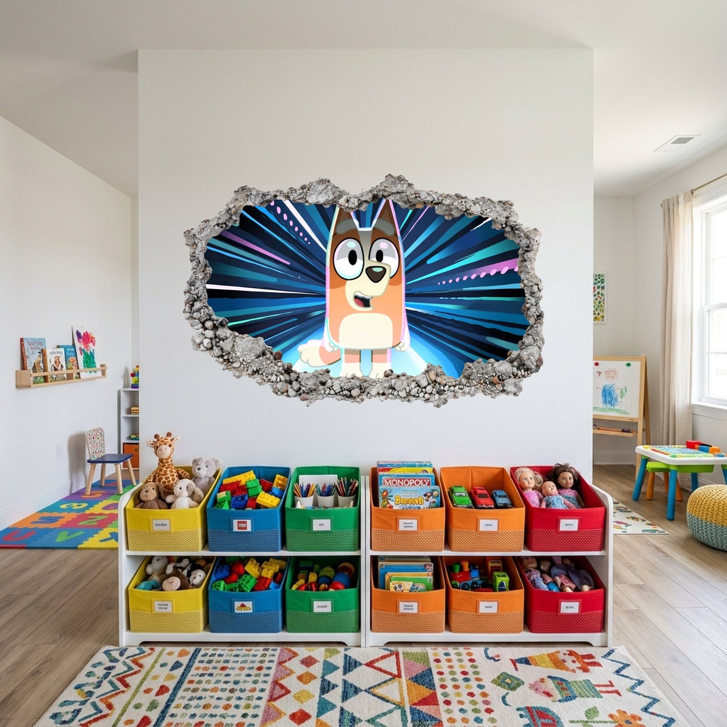 Bluey and Bingo Kids Show Smashed Brick Decal Playroom Art Decal 213