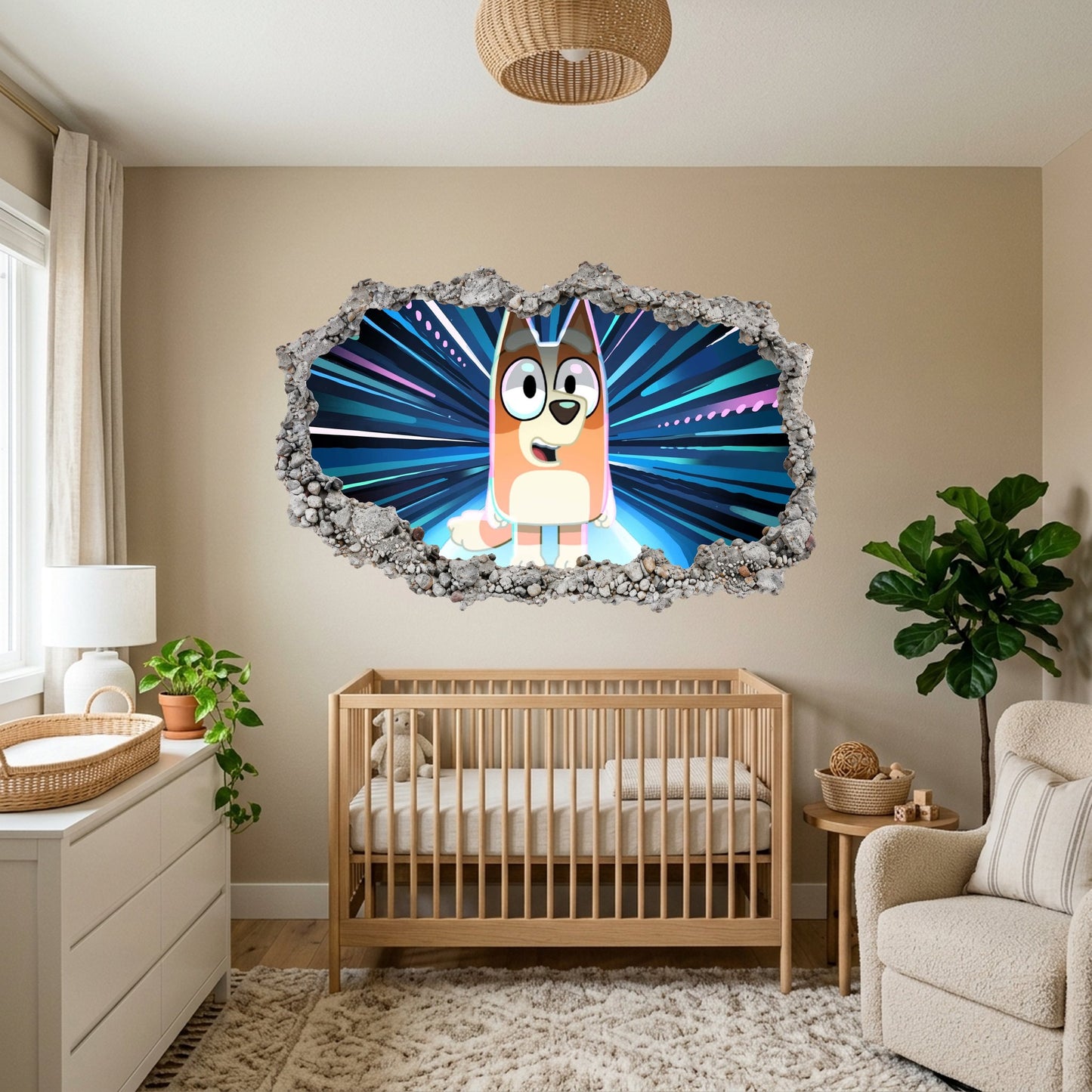 Bluey and Bingo Kids Show Smashed Brick Decal Playroom Art Decal 213
