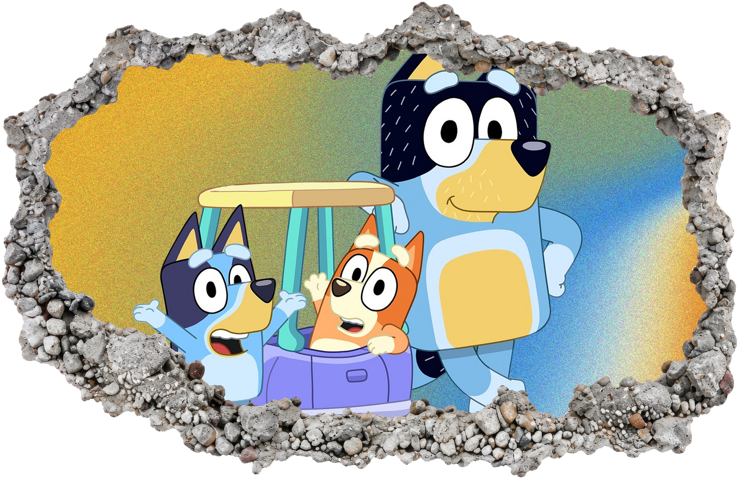 Bluey and Bingo Kids Show Vinyl Mural 3D Effect Sticker 202