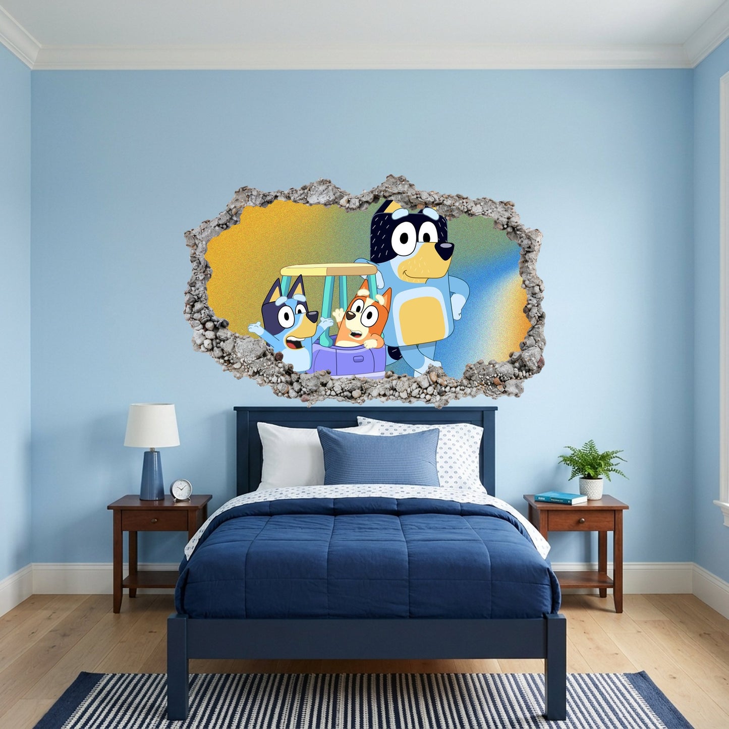 Bluey and Bingo Kids Show Vinyl Mural 3D Effect Sticker 202
