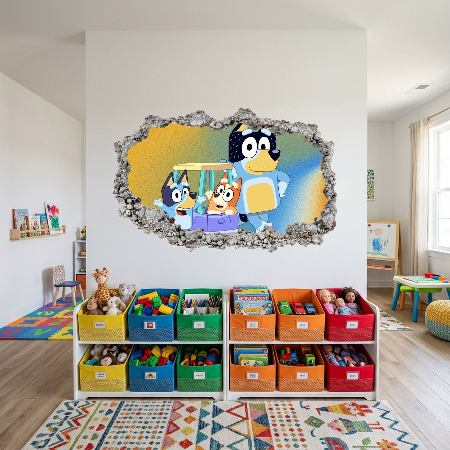 Bluey and Bingo Kids Show Vinyl Mural 3D Effect Sticker 202