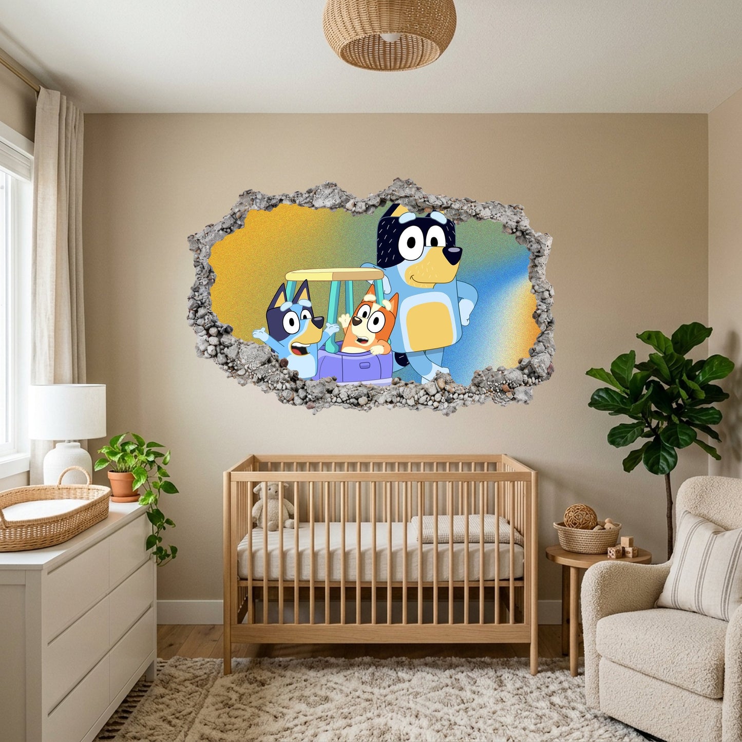Bluey and Bingo Kids Show Vinyl Mural 3D Effect Sticker 202