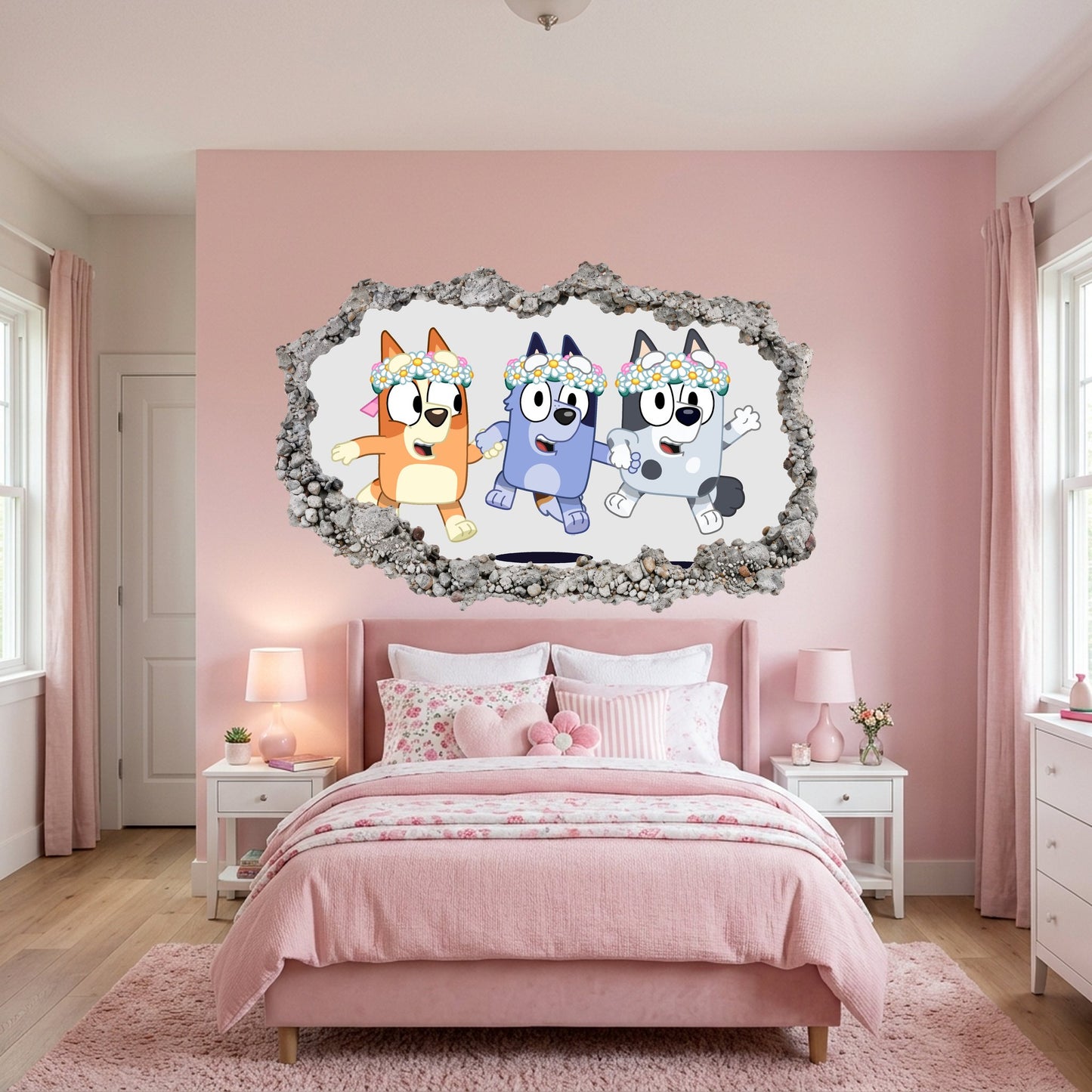 Bluey and Bingo Kids Show Wall Art Sticker Vinyl Mural 204