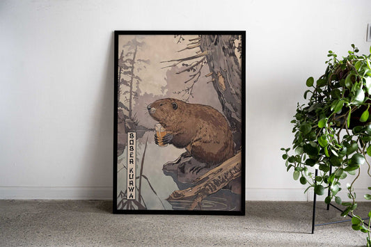 Bober Kurwa Woodblock Art Asian Style Poster | Wall Art for Home & Office | High-Quality Print - High-quality vinyl