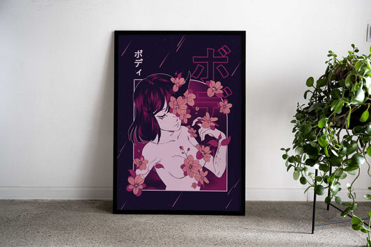 Body flowers Asian Style Poster | Wall Art for Home & Office | High-Quality Print - High-quality vinyl skin wrap de