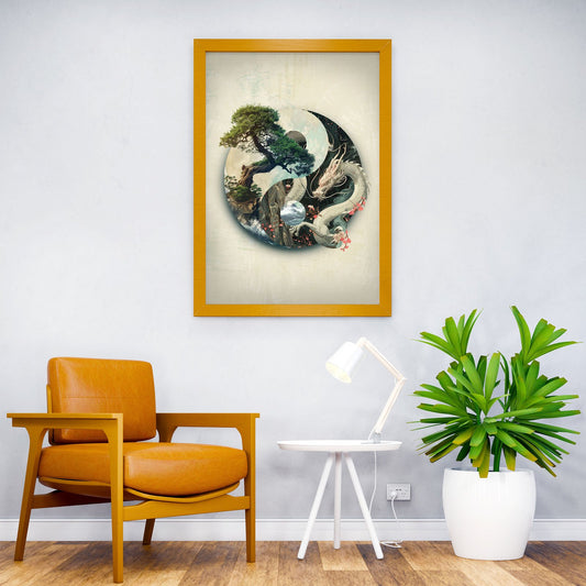Bonsai Dragon Yin Yang Asian Style Poster | Wall Art for Home & Office | High-Quality Print - High-quality vinyl sk