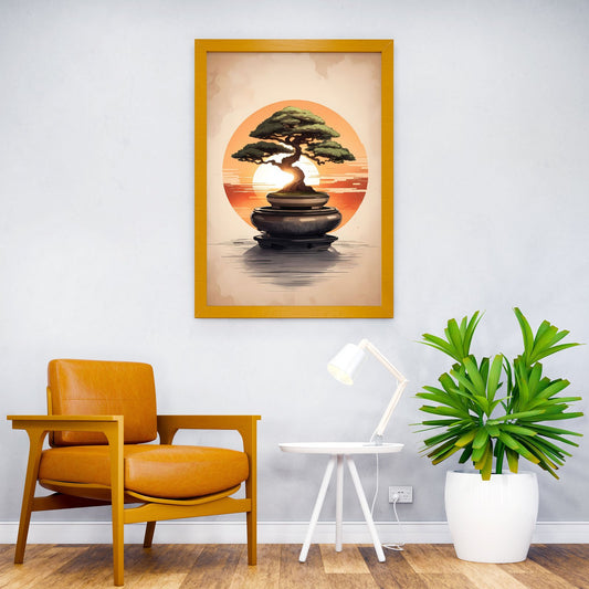 Bonsai Sunset Asian Style Poster | Wall Art for Home & Office | High-Quality Print - High-quality vinyl skin wrap d