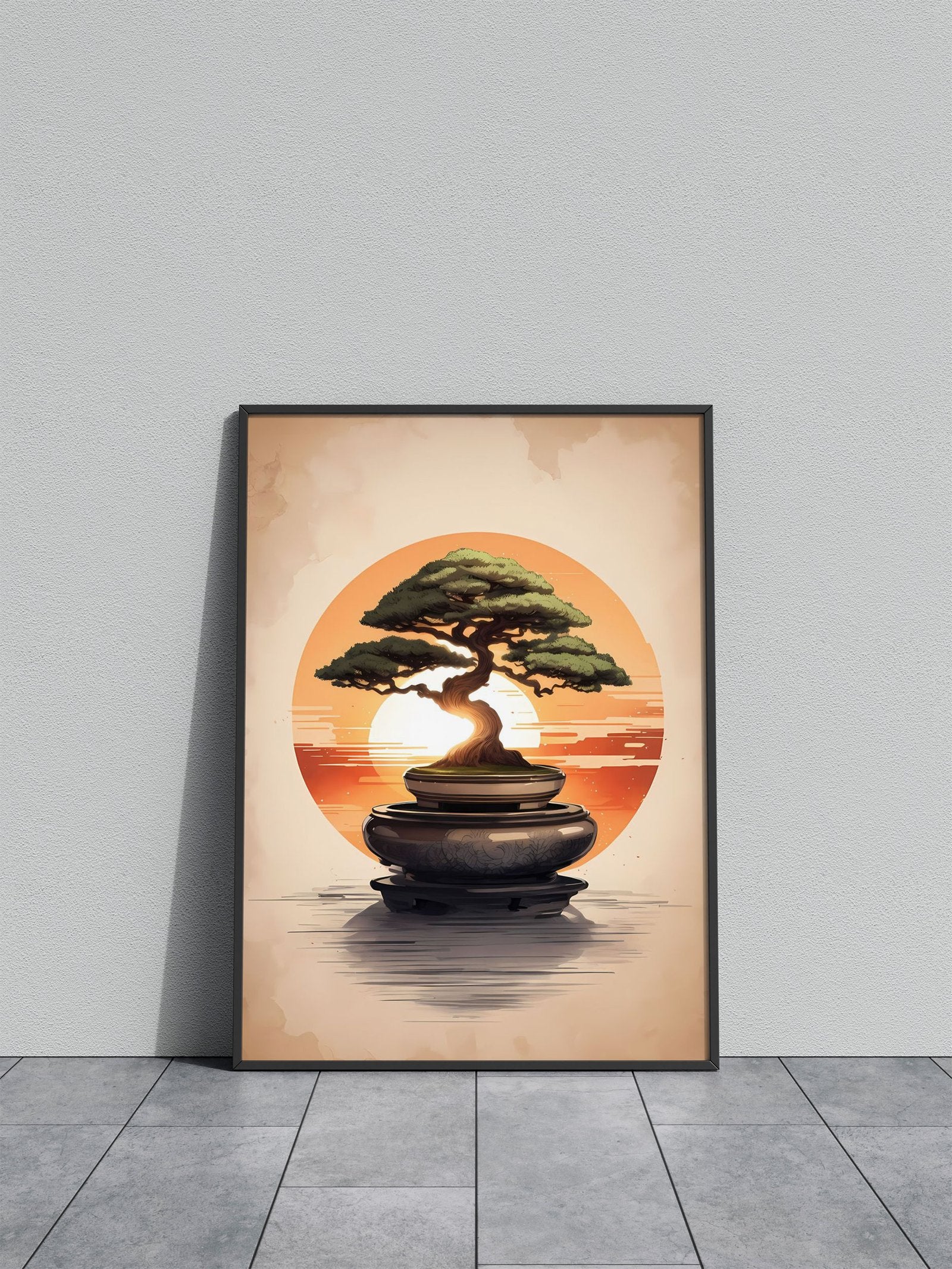 Bonsai Sunset Asian Style Poster | Wall Art for Home & Office | High-Quality Print - High-quality vinyl skin wrap d