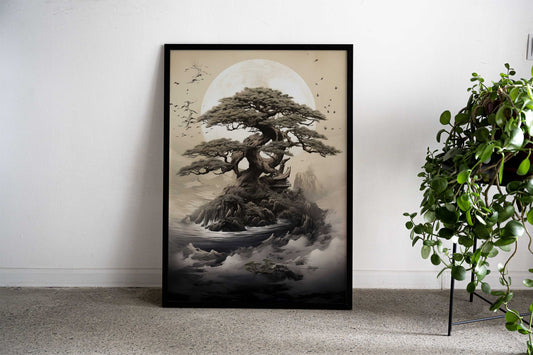 Bonsai Tree Island Asian Style Poster | Wall Art for Home & Office | High-Quality Print - High-quality vinyl skin w