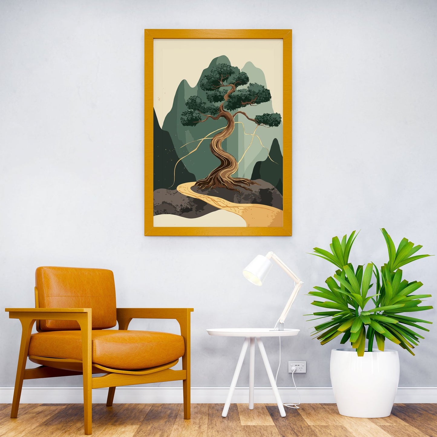 Bonsai Tree Mountain Landscape Asian Style Poster | Wall Art for Home & Office | High-Quality Print