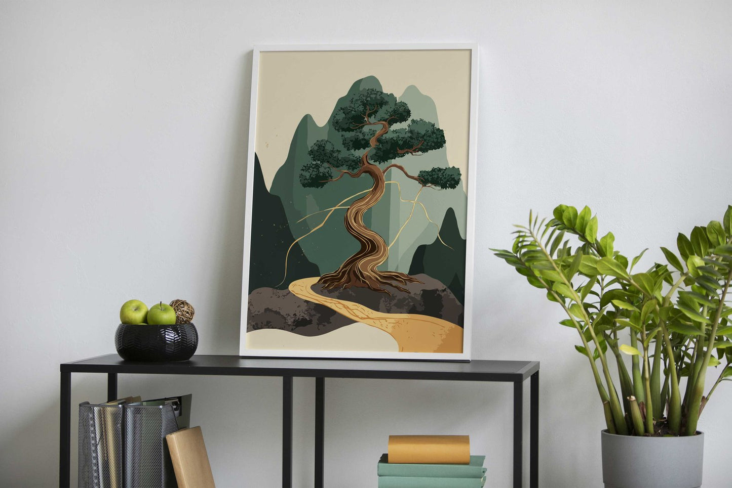 Bonsai Tree Mountain Landscape Asian Style Poster | Wall Art for Home & Office | High-Quality Print