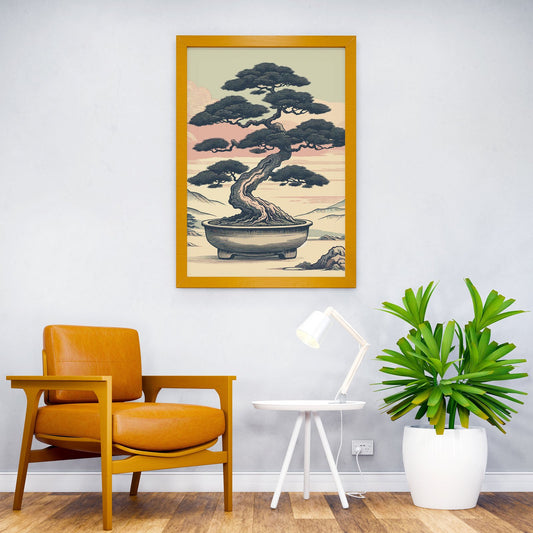 Bonsai Tree Zen Illustration Asian Style Poster | Wall Art for Home & Office | High-Quality Print - High-quality vi