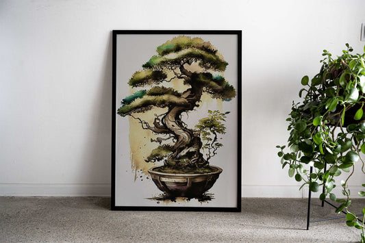 Bonsai tree minimal art Asian Style Poster | Wall Art for Home & Office | High-Quality Print - High-quality vinyl s