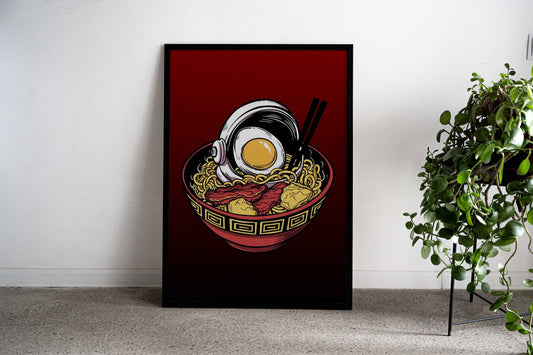 Bowl of Ramen Astronaut Asian Style Poster | Wall Art for Home & Office | High-Quality Print - High-quality vinyl s