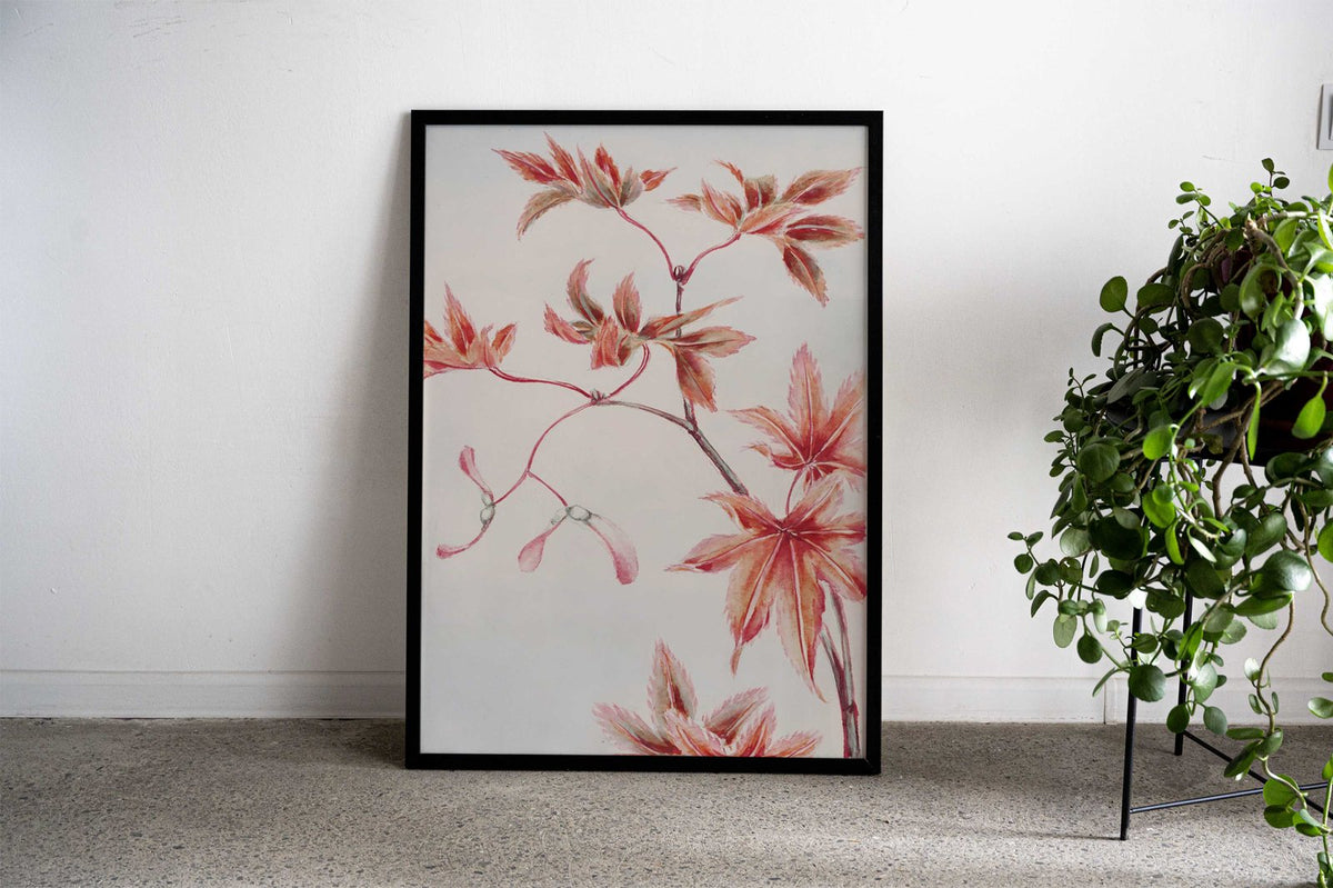 Branch of Maple Tree Asian Style Poster | Wall Art for Home & Office | High-Quality Print - High-quality vinyl skin