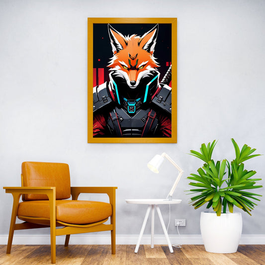 Brutal Samurai Fox Asian Style Poster | Wall Art for Home & Office | High-Quality Print - High-quality vinyl skin w