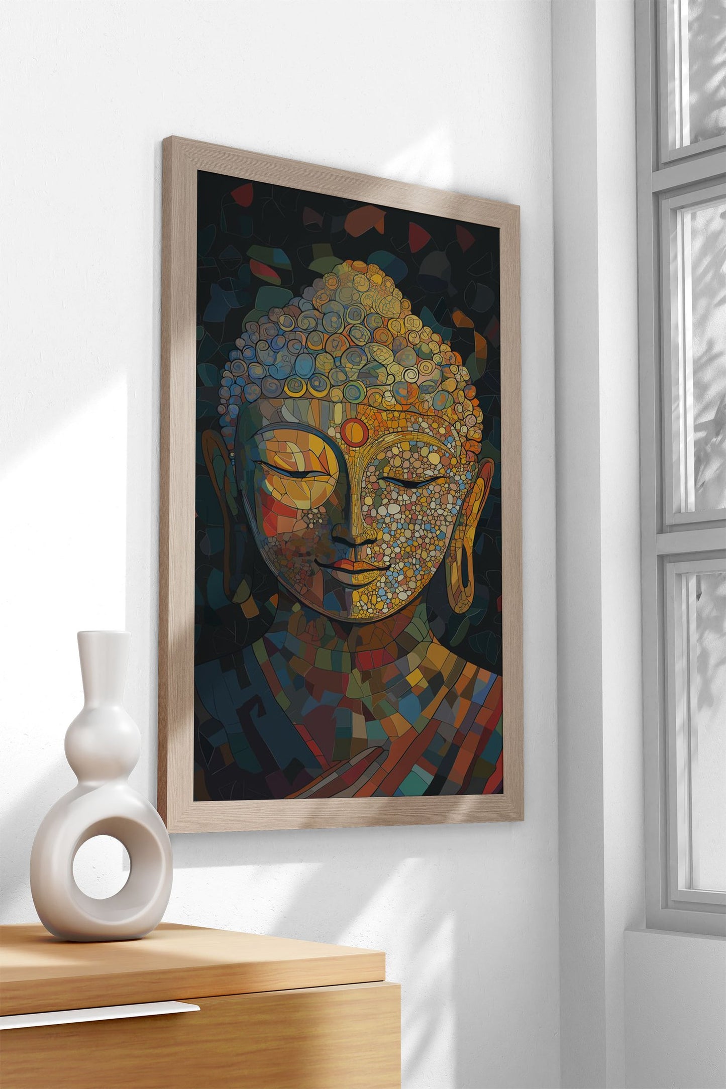 Buddha Cubism Mosaic Art Asian Style Poster | Wall Art for Home & Office | High-Quality Print