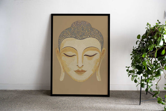 Buddha Face Mosaic Asian Style Poster | Wall Art for Home & Office | High-Quality Print - High-quality vinyl skin w