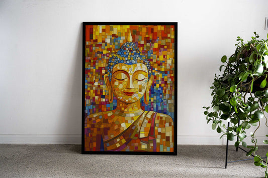 Buddha Mosaic Style Art Asian Style Poster | Wall Art for Home & Office | High-Quality Print - High-quality vinyl s