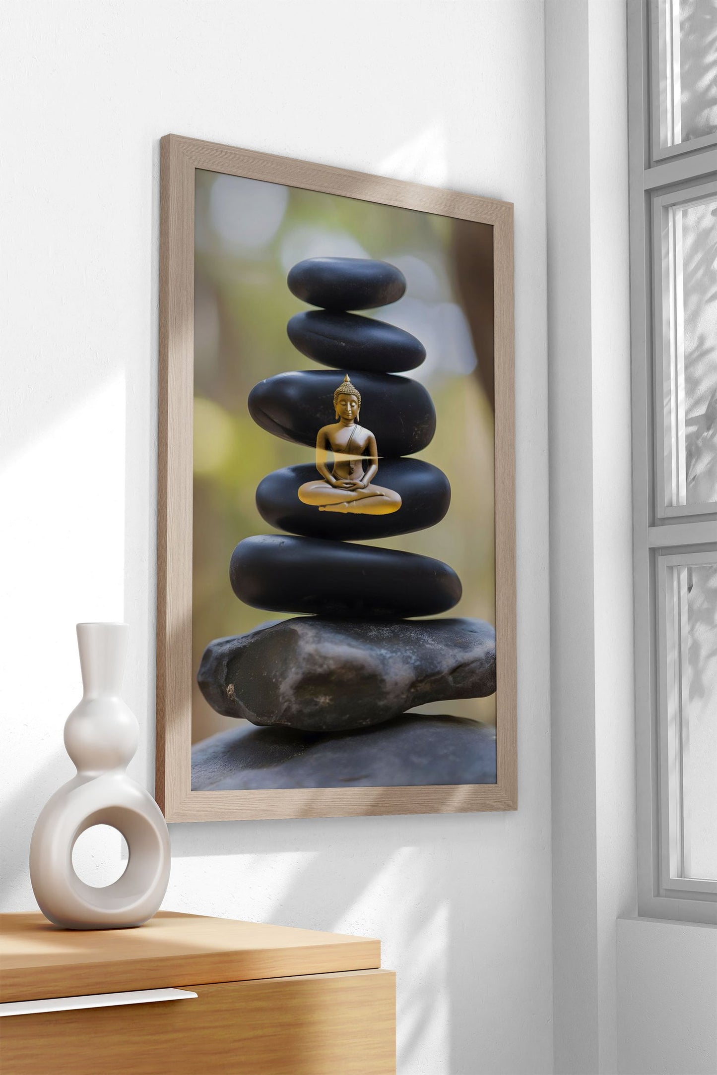 Buddha Rock balancing Asian Style Poster | Wall Art for Home & Office | High-Quality Print - High-quality vinyl ski
