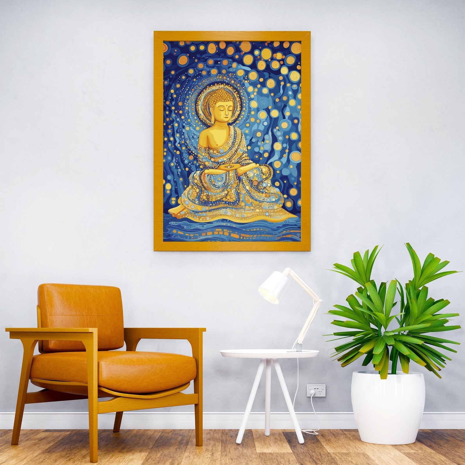 Buddha Starry Night Meditation Poster Art Asian Style Poster | Wall Art for Home & Office | High-Quality Print - Hi