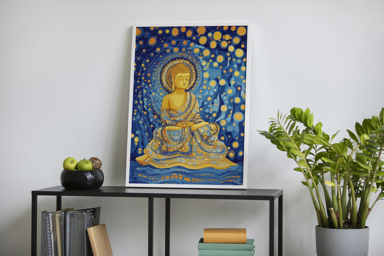 Buddha Starry Night Meditation Poster Art Asian Style Poster | Wall Art for Home & Office | High-Quality Print - Hi