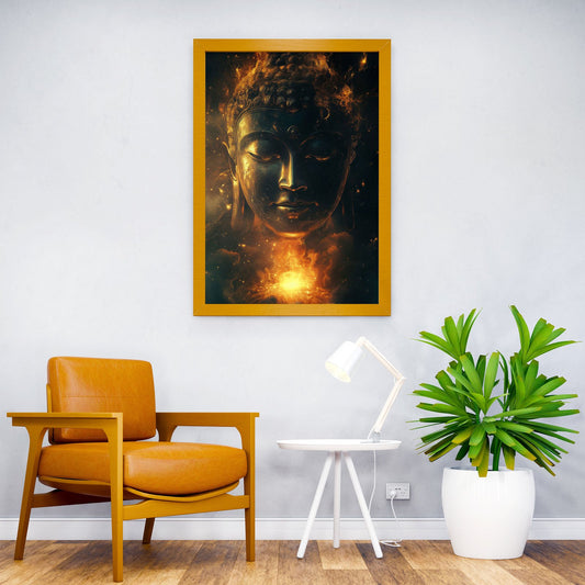 Buddha in Flames Asian Style Poster | Wall Art for Home & Office | High-Quality Print - High-quality vinyl skin wra