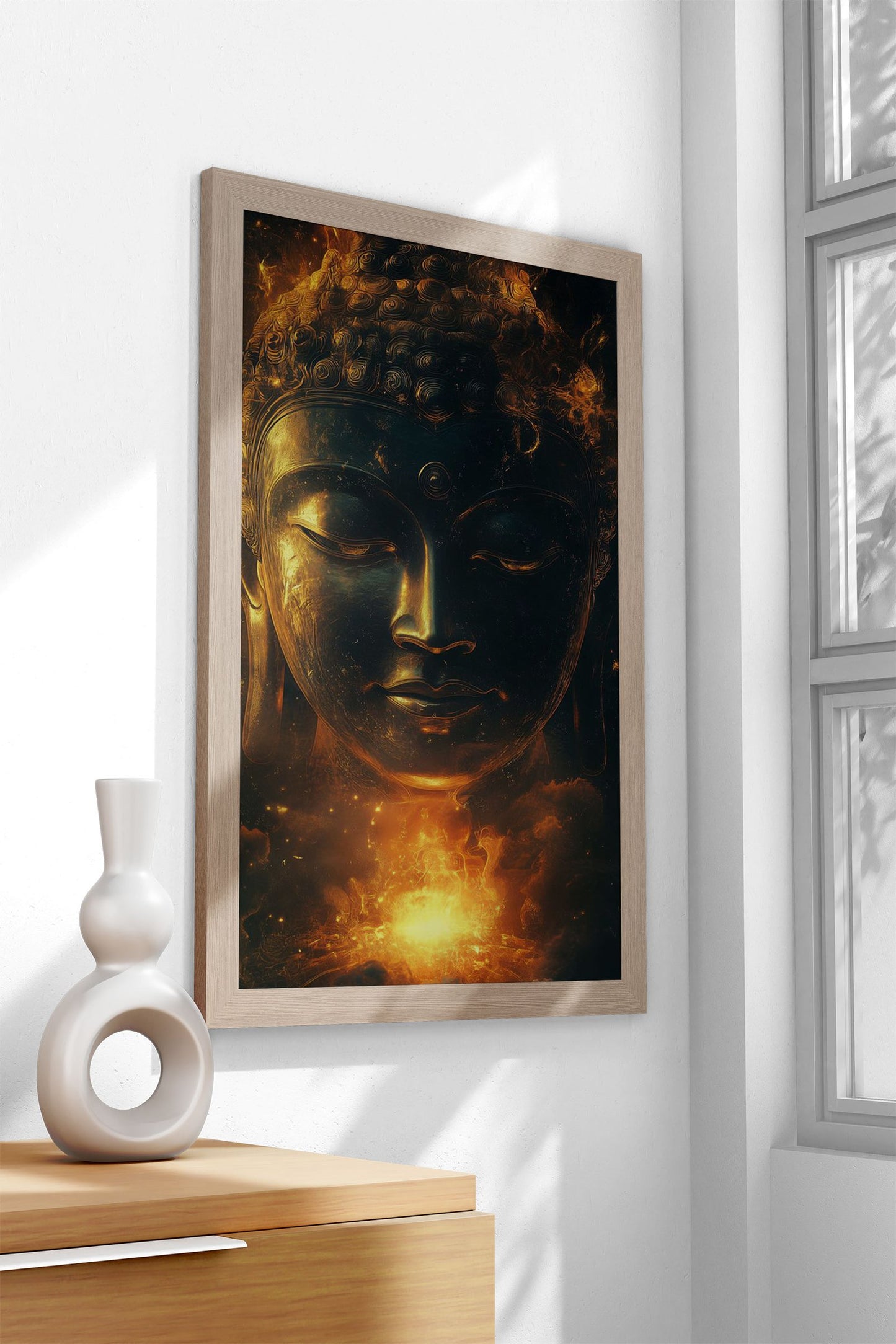 Buddha in Flames Asian Style Poster | Wall Art for Home & Office | High-Quality Print