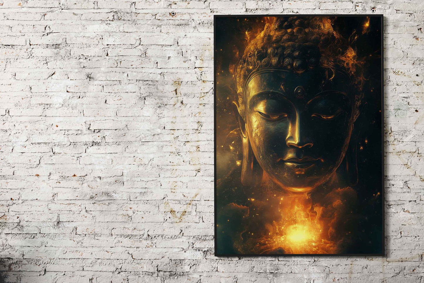 Buddha in Flames Asian Style Poster | Wall Art for Home & Office | High-Quality Print