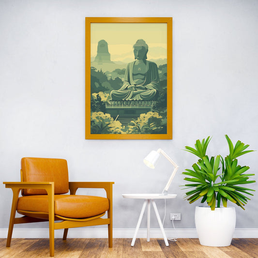 Buddha in Valley Zen Art Asian Style Poster | Wall Art for Home & Office | High-Quality Print - High-quality vinyl 